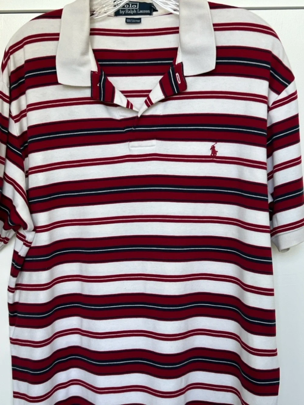Polo by Ralph Lauren Men’s Red, Blue & White Striped Polo Shirt